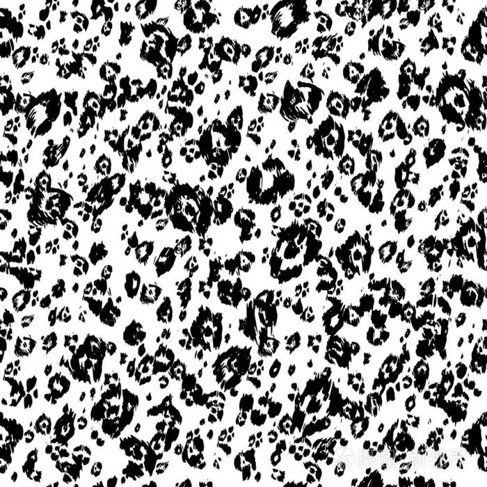 斑点黑白纹理背景. 抽象单色无缝图案. 动物皮肤