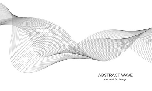 抽象的波的设计元素。数字频率跟踪的均衡器。程式化的线艺术背景。矢量图。使用混合工具创建的行波。弯曲的波浪线，光滑的条纹