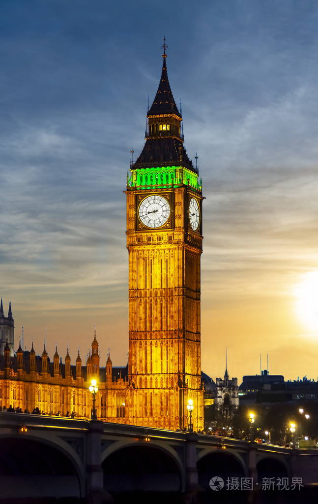 英国伦敦日落大本钟塔