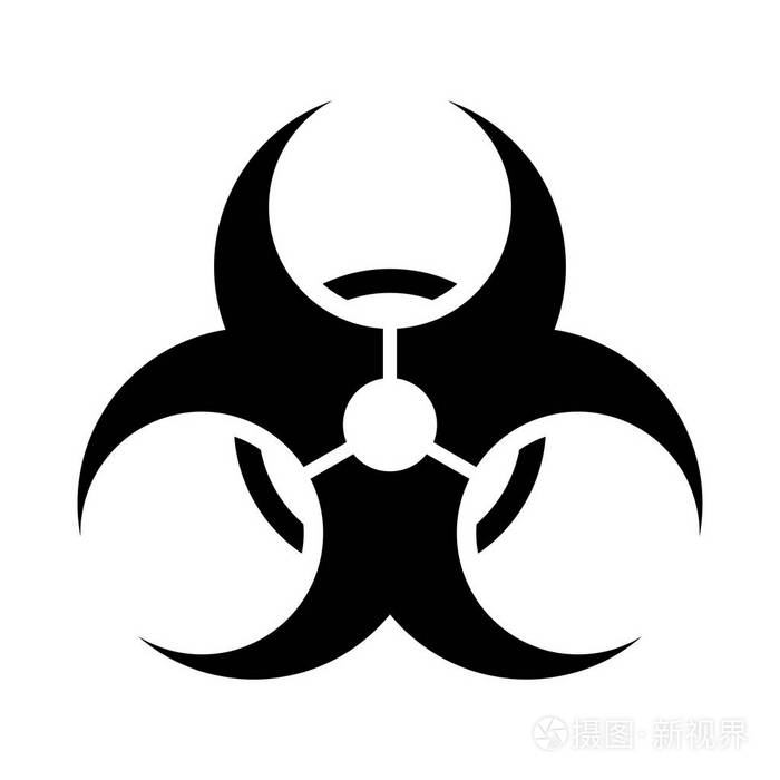 在白色背景上隔离的生物危险符号