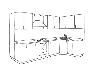 室内厨房炉灶抽提器烤箱内衬的图形草图