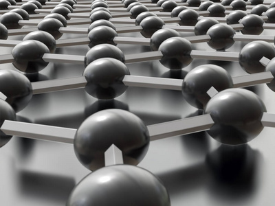 石墨烯分子结构六方几何形式的三维渲染照片
