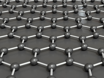石墨烯分子结构六方几何形式的三维渲染照片