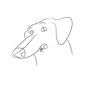 卡通dachshund用线条绘制的肖像矢量插图