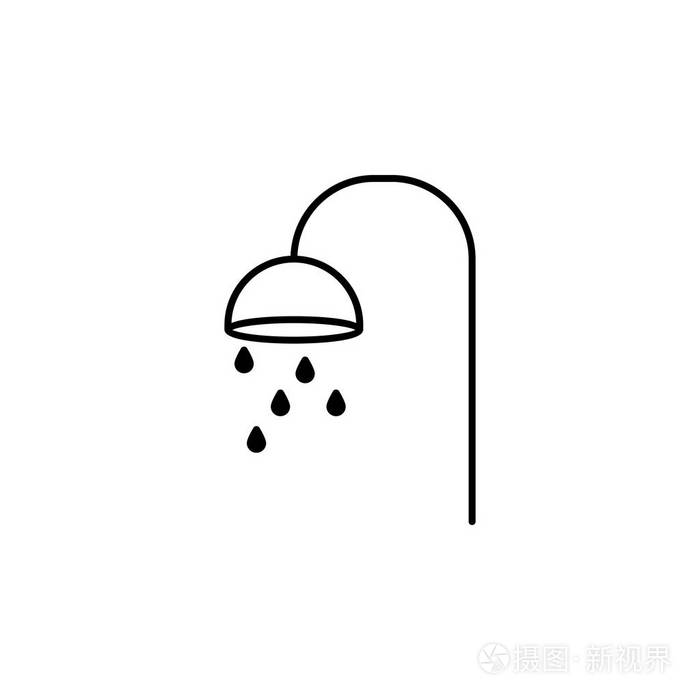 淋浴水疗大纲图标标志和符号可用于白色背景上的web徽标移动应用程序