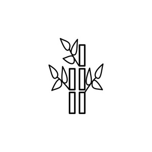 竹子植物的水疗轮廓图标。 标志和符号可用于白色背景上的Web徽标移动应用程序UIUX。
