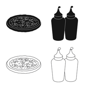 比萨和食品符号的矢量设计。一套比萨和意大利股票矢量插图