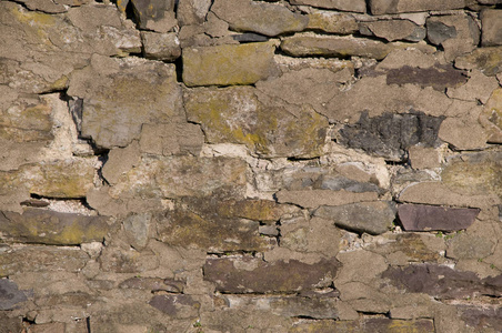 开裂破旧的砖石墙背景纹理.
