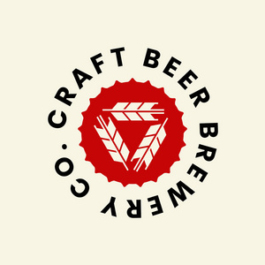 现代工艺啤酒饮料矢量标志标志酒吧商店啤酒厂或啤酒厂隔离在光背景。 优质徽记标志型插图。 酿造时尚T恤徽章设计。