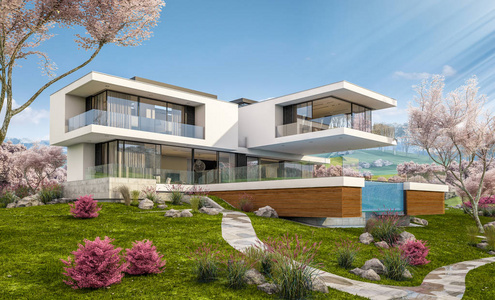 春天樱花盛开的花园图片