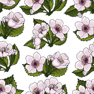 透明背景下粉红色樱花春花的无缝图案。 设计卡片的想法邀请包装壁纸背景打印。 矢量插图EPS10。