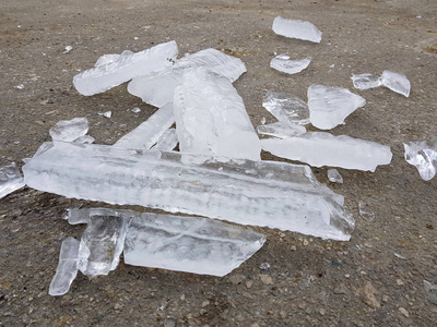 冬天危险的冰柱和冰块