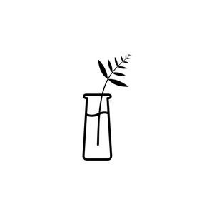 蕨类植物在花瓶轮廓图标上。 标志和符号可用于白色背景上的Web徽标移动应用程序UIUX。