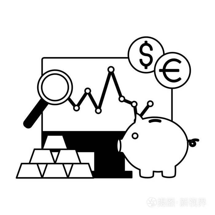 存钱罐股票市场插画-正版商用图片18x1k1-摄图新视界