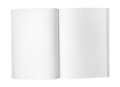 白色背景上的开放式空白小册子模型