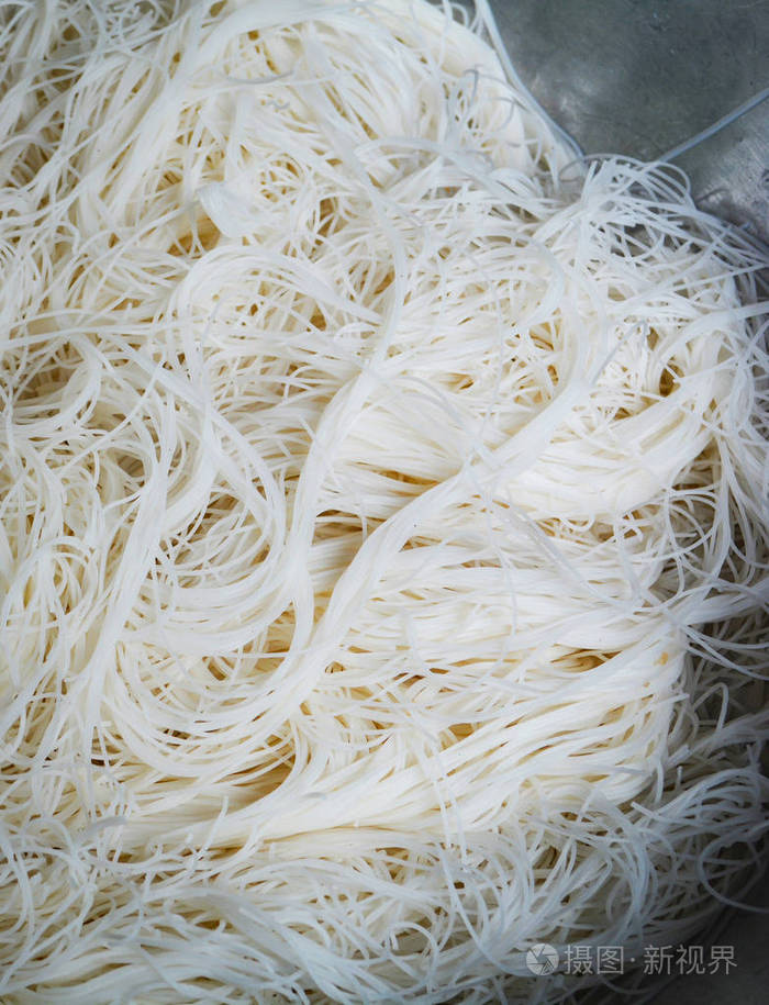 白色米粉丝面背景烹饪食物