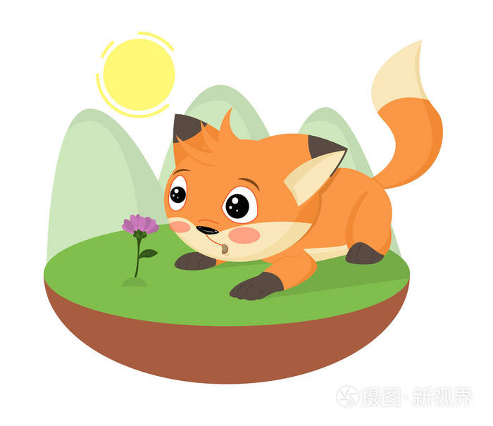 卡通人物毛茸茸的宠物动物,有漂亮的尾巴,为孩子预订婴儿淋浴卡,扑