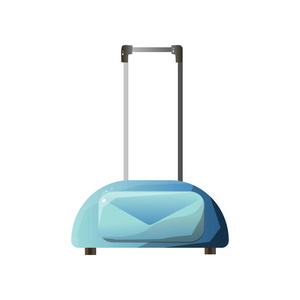 轻型蓝色袋子与车轮旅行和处理矢量插图