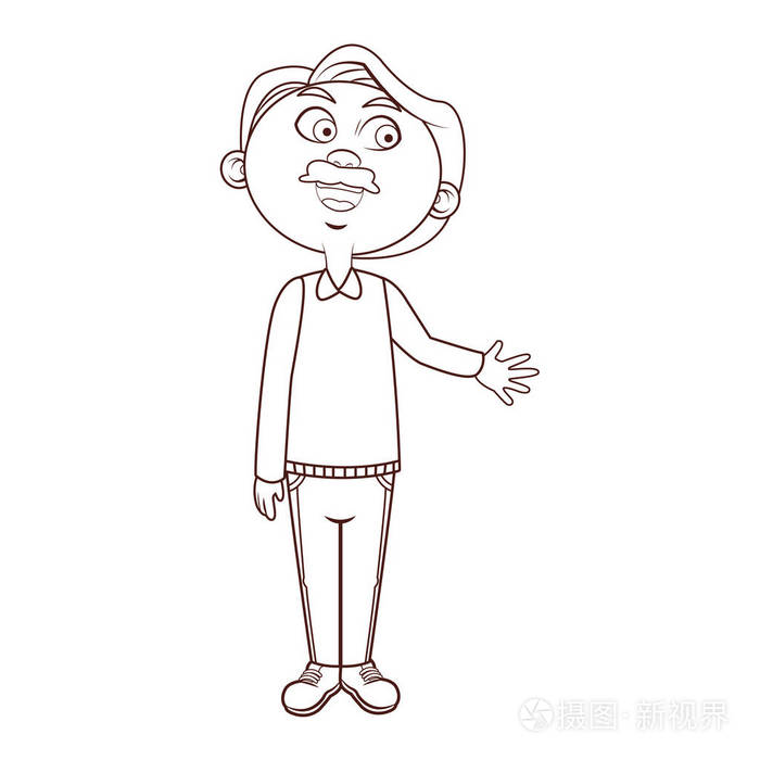 祖父眼镜挥舞插画-正版商用图片18x357-摄图新视界