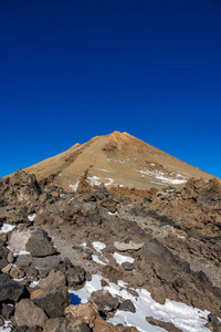 泰德火山火山口对深蓝色的天空, 垂直成分