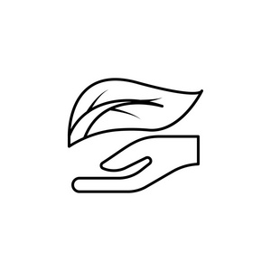 手和叶子轮廓轮廓图标。 标志和符号可用于白色背景上的Web徽标移动应用程序UIUX。