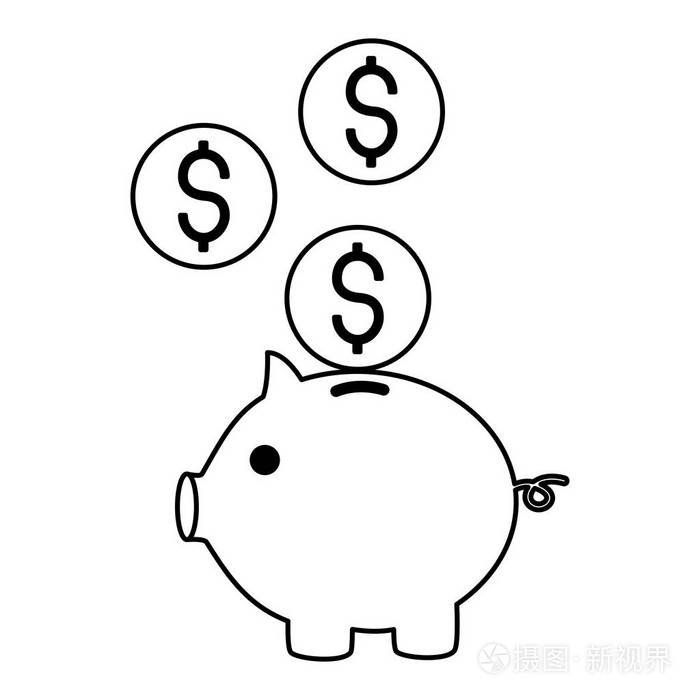 存钱罐钱币美元矢量图插画-正版商用图片18x4jn-摄图新视界