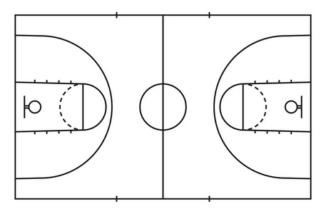 篮球场地板与线为背景。 篮球场地。 矢量图。