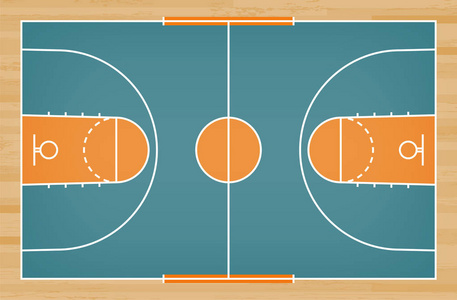 篮球场地. 矢量图.照片