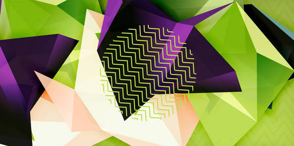 颜色几何抽象背景, 最小抽象设计与马赛克样式3d 形状