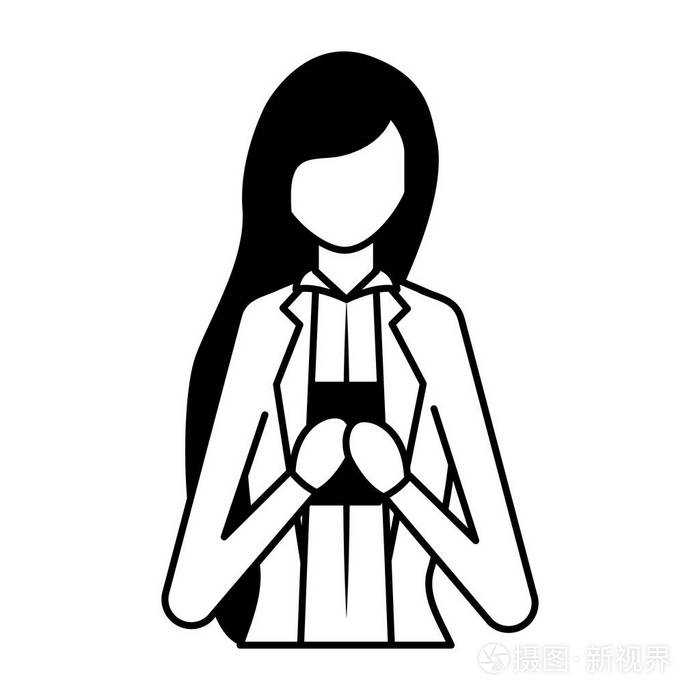 使用手机的商界女强人插画-正版商用图片18x9ec-摄图新视界