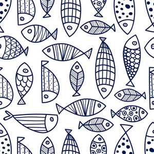 个鱼矢量无缝图案.相似素材图片