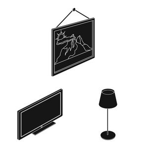 卧室和房间标识的矢量插图。网站的卧室和家具股票符号的收集