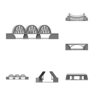 矢量设计的设计和构造图标。网络设计和桥梁股票符号的集合