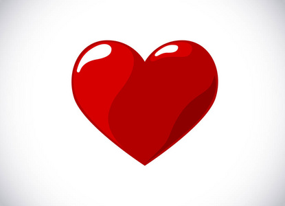 红色矢量爱心形概念。 闪亮的心画符号的标志品牌。
