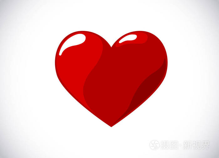 红色矢量爱心形概念闪亮的心画符号的标志品牌