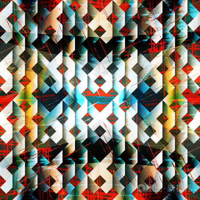 彩色背景上美丽的几何图案,纹理清晰