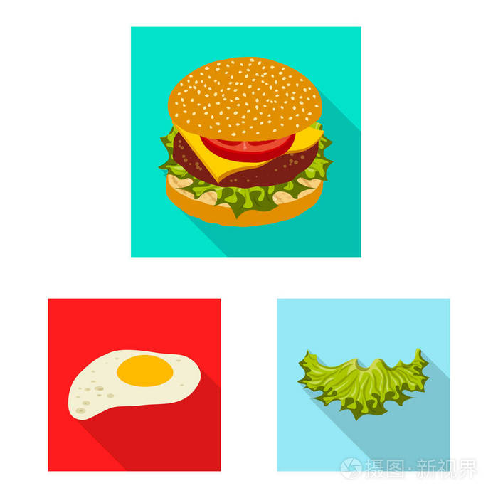 汉堡和三明治符号的孤立对象。一套汉堡和切片股票符号的网站