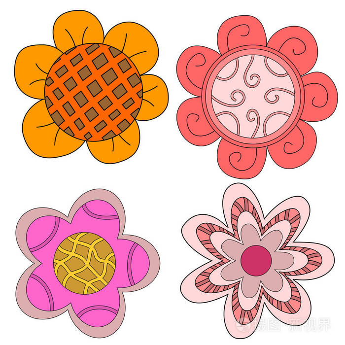 图案化的花,更白色的背景插画-正版商用图片18xn6s-摄图新视界