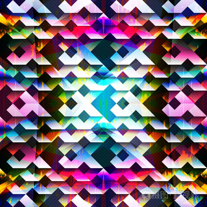 迷幻色彩的几何无缝图案