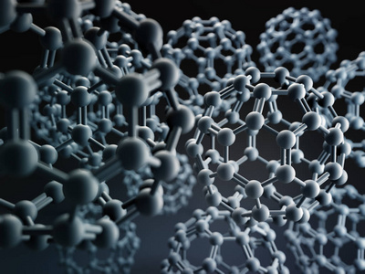 球形富勒烷分子的三维渲染图片