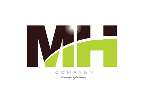 字母mhmh字母组合标志图标设计,绿色和棕色适合公司或企业.照片