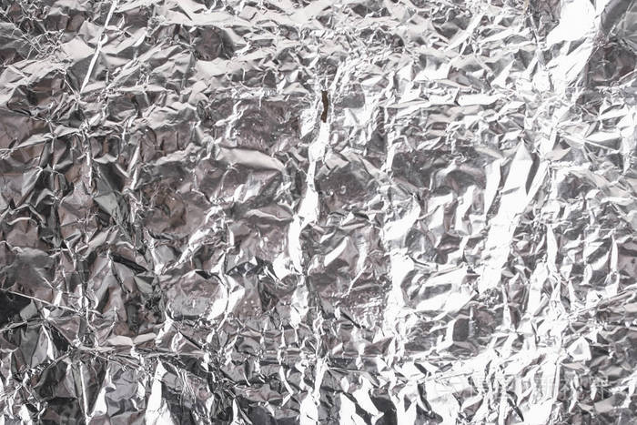 银皱箔闪亮的金属纹理背景包装纸壁纸装饰元素. 灰色铂金金属