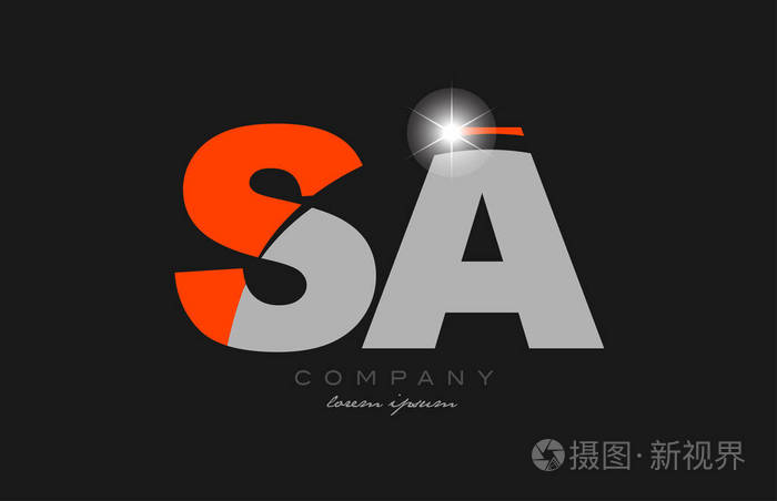 组合字母sa是一种灰色橙色字母,标志图标设计适合公司或企业