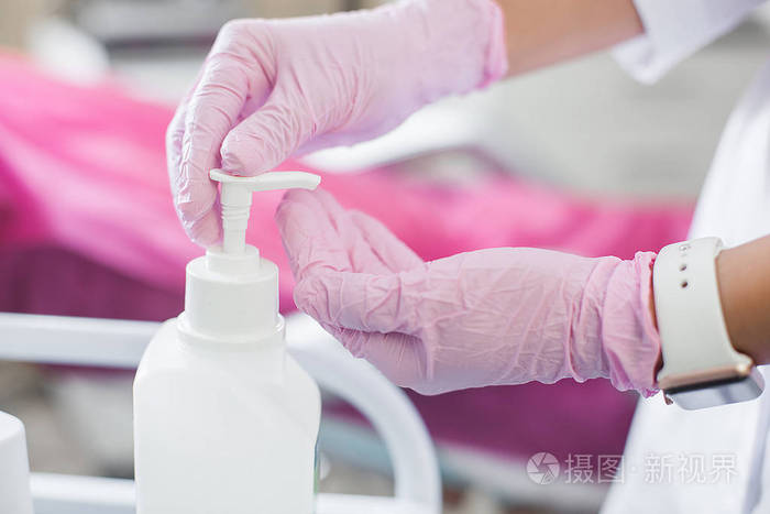 消毒手,医疗器械背景.