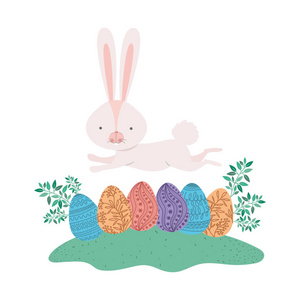 复活节兔子与鸡蛋分离图标