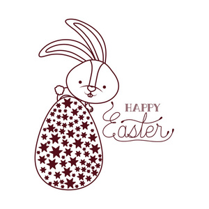 快乐复活节标签与鸡蛋隔离图标