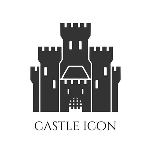 城堡标志图标隔离在白色背景