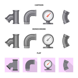 管和管符号的矢量设计。用于 web 的管道和管线库存符号的收集