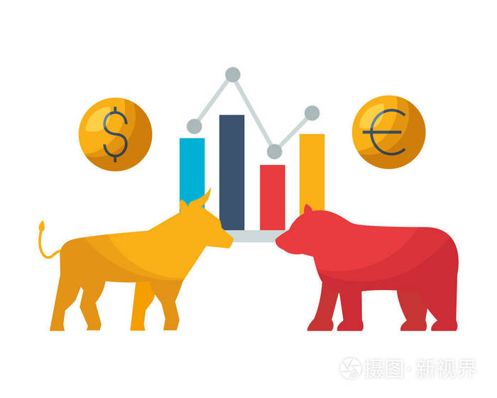 牛市和熊市图表交易所股市插画-正版商用图片18xxxz-摄图新视界