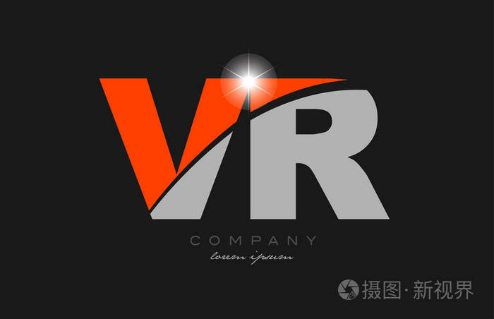 组合字母vrvr在灰色橙色字母表标志图标设计适合公司或企业